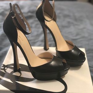 Nine West Black Open Toe Ankle Strap Platform